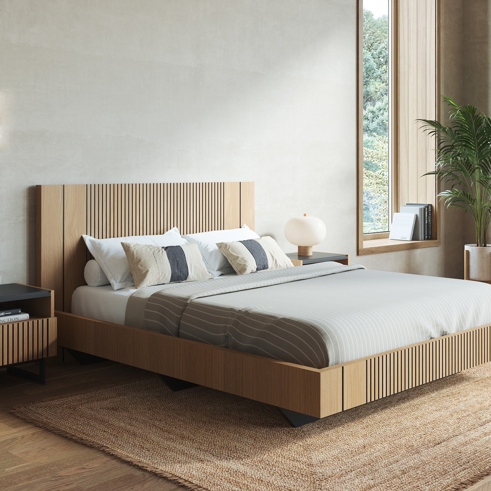 Full bed with simple Woodtale Piana headboard