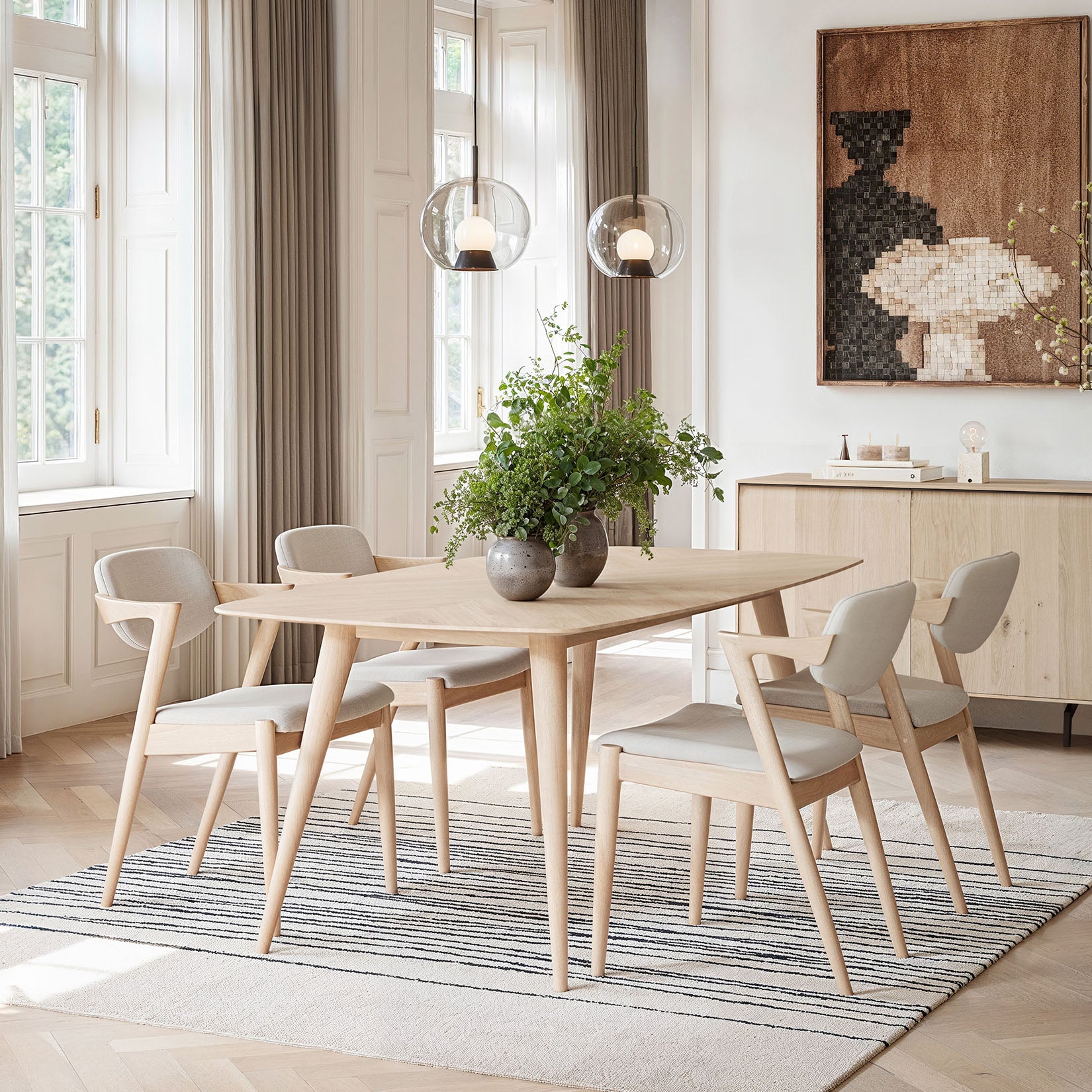 Porto dining table with herringbone effect
