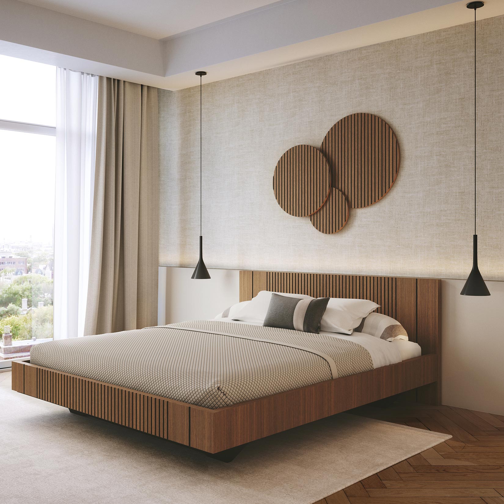 Cama completa com cabeceira simples Woodtale Piana